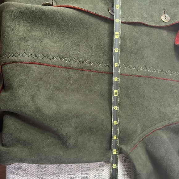 Alfred Dunner Olive with Rust Trim Faux Suede Fall Jacket Sz 12 - Picture 7 of 9